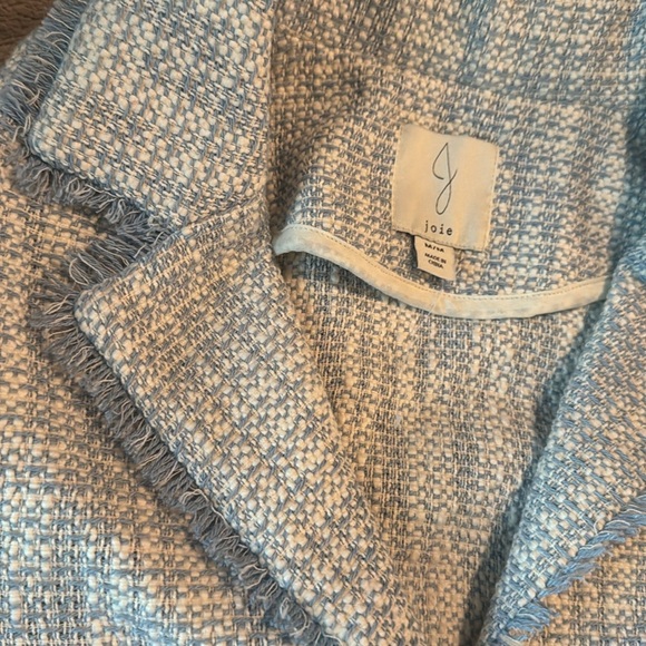 Joie Light Blue and white Tweed Short-Sleeve Blazer medium - Picture 6 of 7